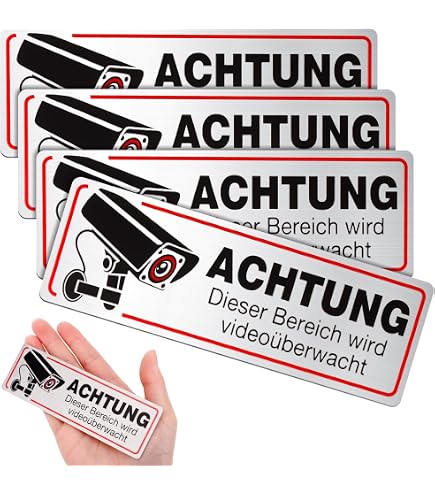 2 Aufkleber Achtung! Dieses Grundstück wird videoüberwacht! I 100x60mm I hin_129