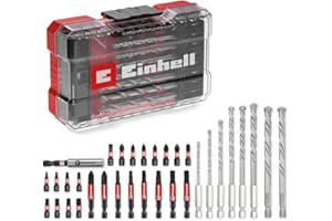 Original Einhell M-CASE 33-piece impact-resistant bit and masonry bit set (25 mm bits, 50 mm bits, masonry bit, 60 mm bit holder incl. storage box)