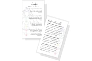 LASHICORN Reiki Aftercare & FAQ Cards | 50 Pack | 2x3.5” inch Business Card Size | Reiki Healing Session | White with Chakra Design