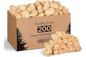 LEDIVION 200 Natural Firelighters for Wood Burners, Fire Lighters Wood Wool Odourless Wax Coated for Stove Barbecue BBQ Oven and Fire Pit, 2KG Value Pack