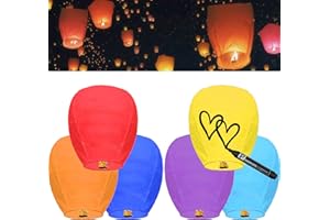 ZOKABOC 6 Packs Chinese Sky Lanterns to Release, Fire Resistant Paper Lantern for Memorial, Premium Quality ECO Friendly Biodegradable Flying Lanterns for Parties Supplies and Festivals, Multi-Clour