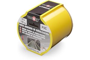 TARGET - Cinta de Señalización Adhesiva | Para Marcaje de Suelos y Objetos, Advertecia de Seguridad (AMARILLO, 33 M x 100 mm)
