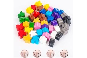 Tcnzdy 48 Stück Spielfiguren für Brettspiele, 4 Stück Würfel Holz, Kleine Spielfiguren Holz Gemischte Farben Brettspiel Zubehör, Bunte Spielfiguren für frühe Bildung (12 Farben