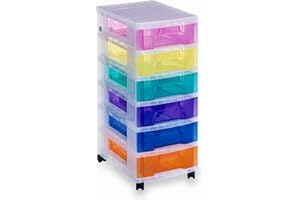 ARCHIVO 2000 Really Useful Plastic Drawer Storage Unit 6X7 Litre Clear/Rainbow - Color: Clear/Rainbow