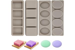 ‎SEIFENPROFIS Seifenprofis Silikonform (2 Stück) Seifenform oval, rechteckig ohne Muster - Hand Made - Badebomben Seifengießen DIY Seife Gießform