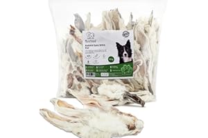 PAWLICIOUS 45 Pcs Rabbit Ears with Fur for Dogs, 100% Natural Air-Dried Treat Chew for Dog, Puppy & Senior Healthy & Hypoallergenic Dog Food Grain & Gluten Free Pet Treats Furry Ears