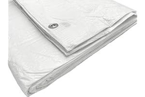 Diforma Abdeckplane, wasserdicht, weiß, 55 g/m², mit Metallösen, Schutzplane, Autoabdeckung, Mehrzweckplane, 1 Stück, 4 x 8 m