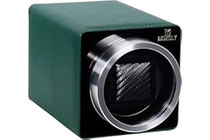 MOZSLY Remontoir pour Montres automatiques avec Moteur Silencieux 12 Réglage du Mode de Rotation Cuir Noir