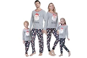 MyFav Weihnachten Schlafanzug Familien Passende Pyjamas Set Lange Ärmel Tops + Hose Nachtwäsche Familie Outfit Set für Damen Herren Kinder