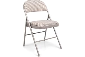 Denny International Deluxe Fabric Padded with Heavy Duty Steel Metal Frame Folding Back Rest Chair for Home Garden Office Computer Desk (1 x Folding Chair)