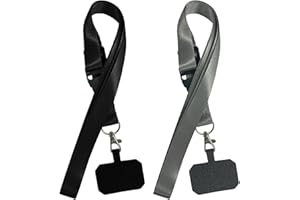 BEIIEB Lot de 2 lanières réglables téléphone portable, chaîne smartphone, sangle cou amovible, convient à plupart modèles de smartphone, téléphone portable, appareil photo, porte-cartes (noir, gris), Nylon