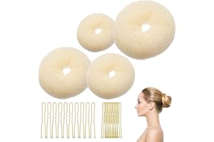 BFQZ 4 Pcs Ring Style Donut Bun Shaper, Hair Donut Bun Maker Set with 20 HairPins, Hair BunDonuts, Hair Donuts Brown for Girls Kids Women DIY Chignon HairStyles (Beige)