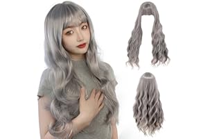 Sunshine smile Perücke Grau Lang,Perücke Damen Grau Lang,Perücke Damen Fasching,Graue Perücke Damen,Perücke Silber,Perücke Damen Grau,Perücke Grau Damen,Perücke Karneval Damen,Perücke Halloween Damen