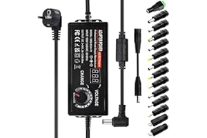 Indmird Adattatore di Alimentatore Regolabile 3V-24V 5A 120W Alimentatore Universale AC/DC 100V-240V Adattatore Universale con 14 Punte e Convertitore di Polarità Per Elettronica 3V-24V DC Motore DVD