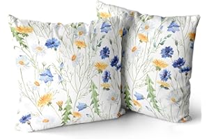 XPHZZL Cushion Covers Set of 2 Pack 45 x 45 cm（18x18 inch）- Dutch Velvet Double Sided Garden Floral Decorative Pillow Covers for Sofa Bed Garden Outdoor Spring Decor Set of 2-White