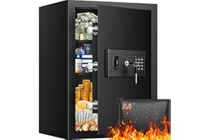 SANFNZ 67L Großer Tresor Feuerfest Wasserdicht für Zuhause mit Feuerfest Wasserdicht Dokumententasche, Feuerfester MöBeltresor mit Schlüssel | Herausnehmbares Regal, Safe Tresor für Schmuck Bargeld Dokumente