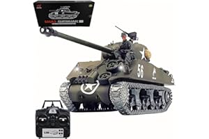 Ssccgym Remote Control M4 Sherman Medium RC Tank 1/16 Scale 3898 Turret Rotating Smoke Shooting Infrared Combat System 7.0 Main-Board Controller Steel Gear Box For Professional Players (Professional)