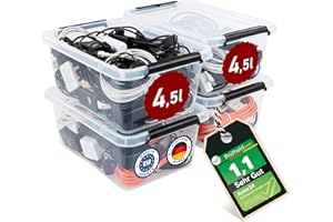 astor24 [Test SEHR GUT, NOTE 1.1] Aufbewahrungsboxen 4x 4.5 L, Aufbewahrungsbox mit Deckel, Aufbewahrung und Organisation, Organizer für Küche Büro Haushalt Schrank Schubladen [MADE IN EUROPE]