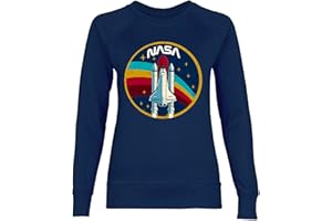 wowshirt Damen Sweatshirt Explorer-1 NASA Shuttle Rakete Weltall Raumfahrt Regenbogen Vintage