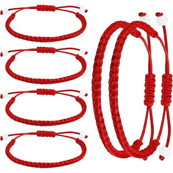 6 Stück Rote Glücksarmbänder - Verstellbare Schutz-Armbänder Gegen Böse Blicke
