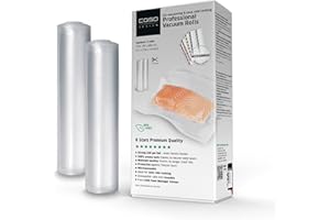 CASO Rouleaux de film professionnel 30x600 cm/2 rouleaux, pour toutes les machines sous vide, 150µm, résistant à l'ébullition, sous vide, réutilisable, autocollant Food Manager inclus, transparent