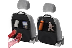 NEUTYPECHIC 2 Pièces Protection Siege Voiture Enfant avec Sac de Stockage, Résistant à L'usure, Organisateur Voiture Noir Universel