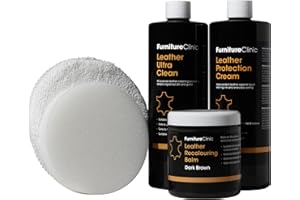 Furniture Clinic Kit Completo de restauración de Cuero (Granate) – Contiene bálsamo reparador de Cuero, Crema Protectora, Limpiador, Esponja y aplicador - Restaura y repara sofás, sillas
