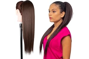 Ser Mulher Extension Coda Di Cavallo MARILIA | Facile da applicare | Look naturale 100% | Termofibra resistente | Capelli Lunghi e Lisci, 70 cm TERMOFIBRA (4 Dark brown)