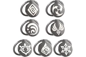 UTIEHD Genshin Impact Lot de 7 anneaux de support pour téléphone avec rotation à 360 degrés et poignée en métal