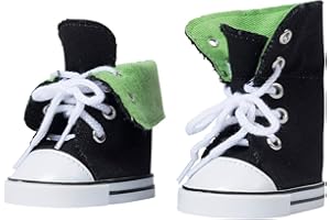 The New York Doll Collection (Green) Canvas Hightop Sneakers Trainers fits 18 Inch / 46 cm Dolls - for Fashion Girl Dolls - Doll Shoes - Doll Trainers