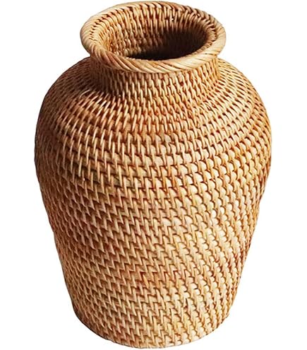 YAADU Geflochtene Vase 'Namibia' – Ca. 37 Cm Hoch, Aus Savannengras & Recyceltem Plastik, Handgeflochten, Übertopf Oder Deko-Vase