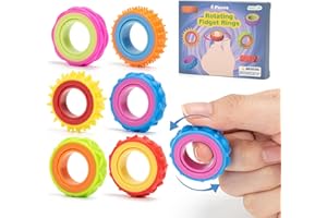 BAFIWU Fidget Toys Adults, 6 Pack Fidget Toys For Adults & Children, Textured Finger Spinner Rings, Adhd, Anxiety Relief, Children Adult Quiet Classroom & Office Stress Toys
