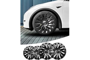 LALAIJDOU 19 inch Model y Wheel Cover, Replacement Hub Caps Wheel HubCaps Rim Protectors Cover, Set of 4 Wheel Hub Cap Kit Compatible with Tesla model y (Cyclone Turbine Style)