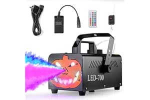 MAMIZO Fog Machine 500W Pumpkin Head, Mini Smoke Machine with 13 Colours 9 LED Light, Wireless Remote Control for Halloween, Christmas & DJ Party