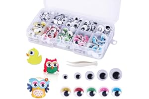 UNOLIGA Self-Adhesive Googly Eyes, 430pcs Wiggle Eyes Small Sticky Googly Eyes Stick On Craft, Wobbly Eyes with Eyelashes for Scrapbooking Accessories Doll Making (5/6/8/10/12 mm)