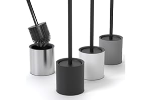 SAVEGA - Antybakteryjna szczotka do wc ze stali nierdzewnej i stylowym uchwytem – silikonowa szczotka do wc z ochroną przed pryskaniem