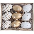 Gisela Graham Set of 9 White and Gold Egg Easter Decorations