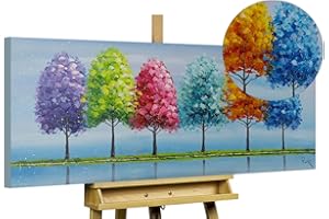 KunstLoft Leinwandbild | 100% HANDGEMALT | 120x60cm | Gemälde 'Rainy Season' | Abstrakt | Bunt | Wandbild Wohnzimmer