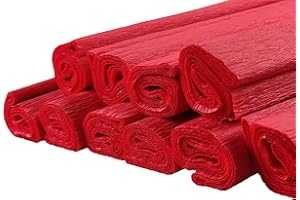 Netuno 10x rotolo di carta crespa rosso 200 x 50 cm carta crespa colorata di alta qualità per lavoretti compleanno matrimonio Natale Pasqua Carnevale decorazioni fiori regali