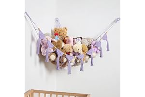 AMDERMI Kuscheltier Aufbewahrung Netz Hängend Organizer Kinderzimmer Stofftier Spielzeug Hängematte für Teddy Netz Eckspielzeug Netz für Schlafzimmer (lila)