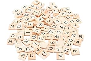 ZQUINTUPLIAN 100 Pieces Scrabble Letters, Scrabble Letters for Crafts, Wooden Letters for Crafts, DIY Wood Gift Decoration Making Alphabet and Scrabble Crossword Game for Boys and Girls