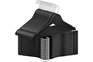 ABHENG Kleiderbügel Holz 30 Stück, Holzbügel mit rutschfester Hosensteg und 360° drehbarer Haken, Einkerbungen im Schulterbereich, Hergestellt aus Naturholz, 44,5B x 23H cm, Schwarz + Silbern,AWY0330B