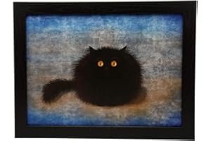 Fabulous Felines Oreo Katzen-gepolstertes Knietablett, Laptop-Tablett für Bett mit Kissen, Knietablett für Sofa, Knietablett zum Essen, handgefertigter Holzrahmen (43 x 32,5 cm)