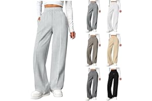 YUGHGH Pantalon Jogging Femme Pantalon de Sport Femme Taille Haute Pantalon Large de Survêtement Femme avec Poches Pantalons de Chaud Décontractés Femme Couleur Unie Sweatpants Hiver pour Fitness
