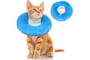Hjumarayan Cat Cones to Stop Licking, Cat Recovery Collar, Soft Donut Collar, Adjustable Kitten Doughnut Collars, Elizabethan Collars for Cats, Blue M
