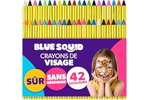 Crayons de Peinture Visage pour Enfants Blue Squid - Kit Étui 36 Couleurs Vives, Mines Extensibles à Base d’Eau - Maquillage Corporel Fête d’Anniversaire, Théâtre, École, Carnaval, Festival, Halloween