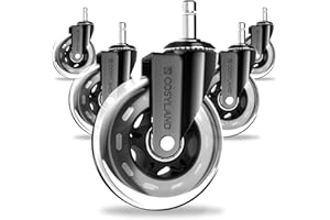 COSYLAND Set 5 Ruote Sedia Ufficio 11x22mm - Rotelle Sedia Ufficio Ultra Silenziose 360° con Doppio Cuscinetto, Portata 300KG - Per Parquet e Pavimenti Duri