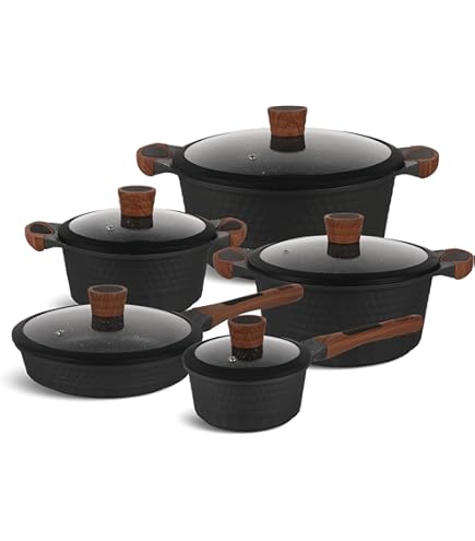 Set Pentole Marmorizzate 14 Pezzi - 6 Pentole Con Coperchio 1.3L-6.8L, Per Induzione, Con Distributore Olio - Foto 13