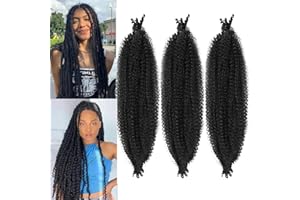 LPARMJIT Springy Afro Kinky Twist Crochet per donne intrecciare capelli finti, sintetici Pre Fluffed Primavera Twsit (24 pollici) (confezione da 3), 1b)