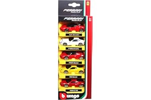 Bburago Maisto France - 56105 - Véhicules Miniature - Coffret 5 Ferrari Métal Bburago - Echelle 1:64 - Modèles et Coloris aléatoires